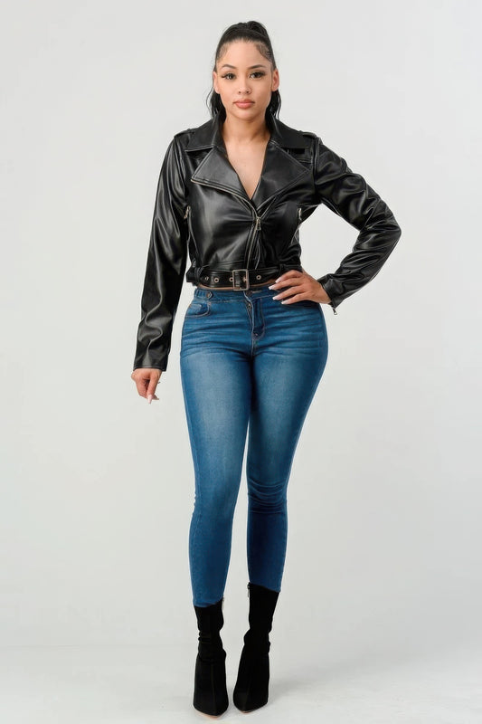Pu Leather Jacket - Vestidora's