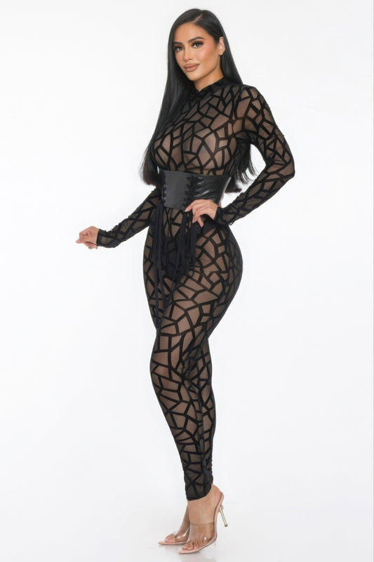 Geometric Printed Jersey Jumpsuit - Vestidora's