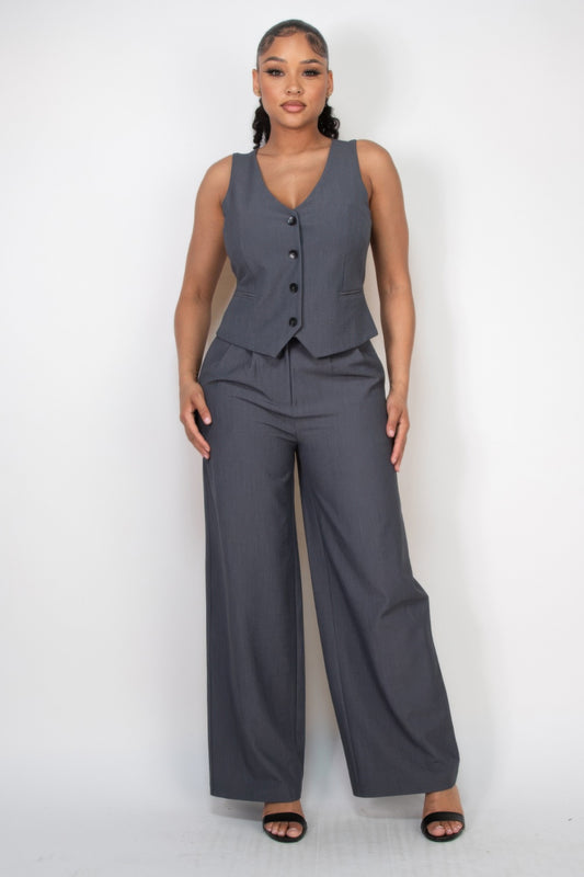 Pleated Double Waistband Pants - Vestidora's