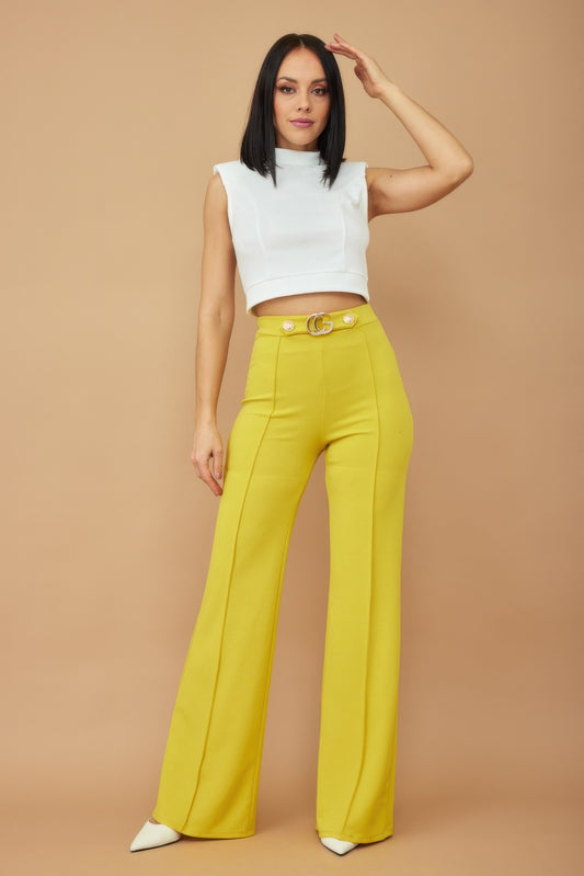 Cg Buckle And Button Detail Pants - Vestidora's