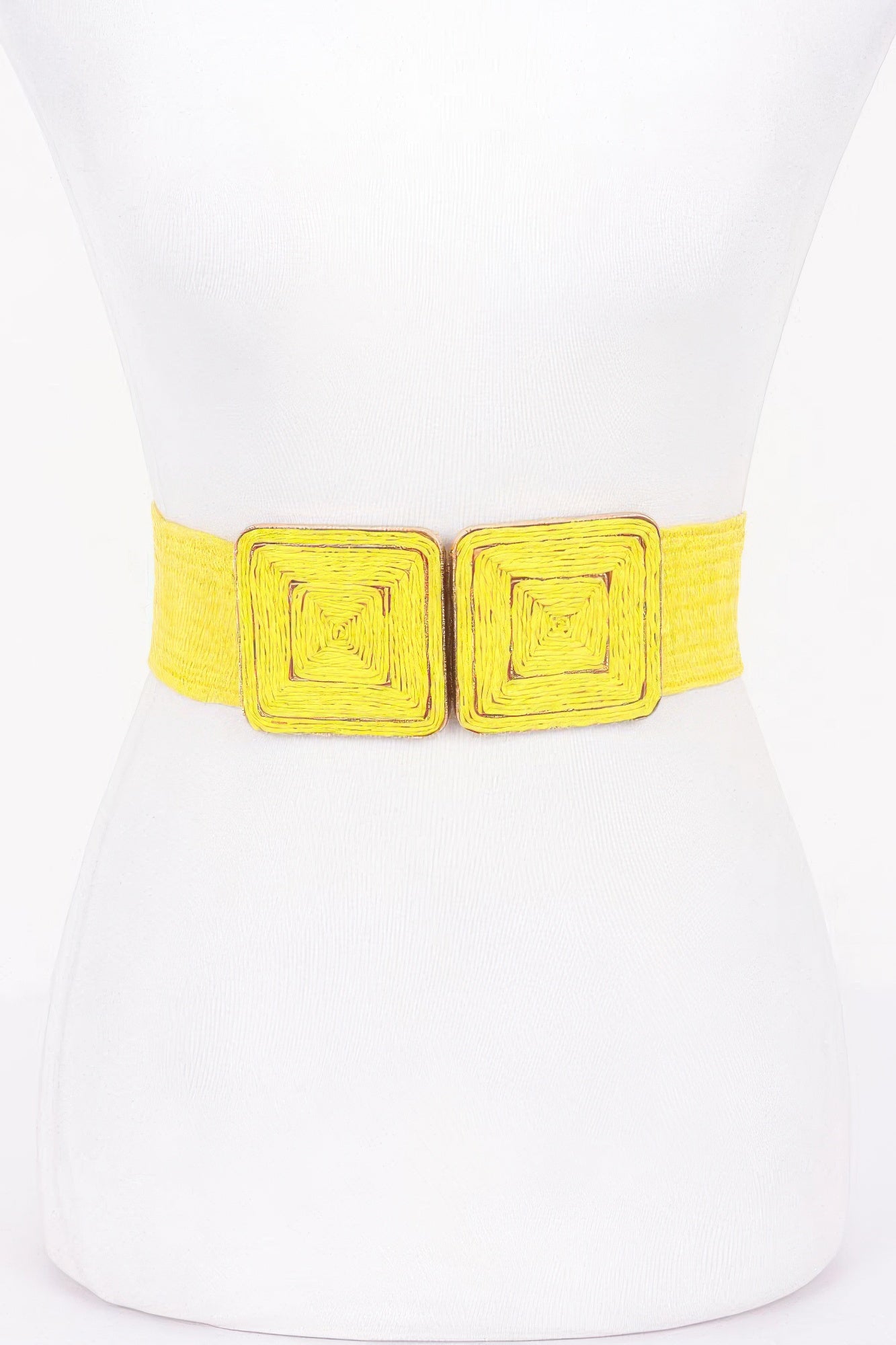Faux Straw Two Buckle Elastic Belt - Vestidora's