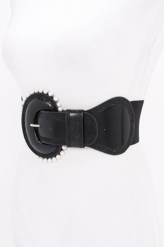 Pearl Metallic Pu Elastic Belt - Vestidora's