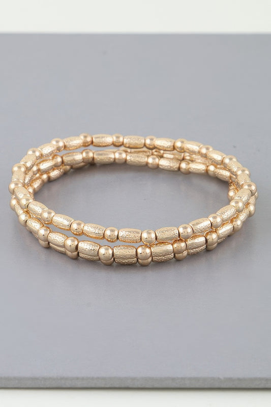 Triple Pillar Stone Beaded Bracelet - Vestidora's