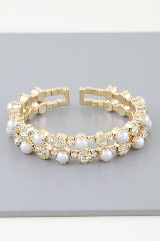 Double Pearled Cuff Bracelet - Vestidora's