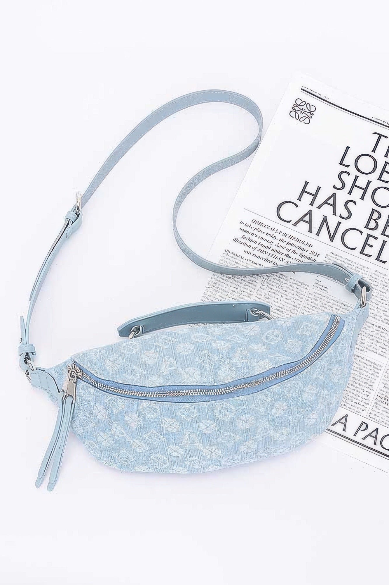 Embossed Denim Crossbody Bag - Vestidora's