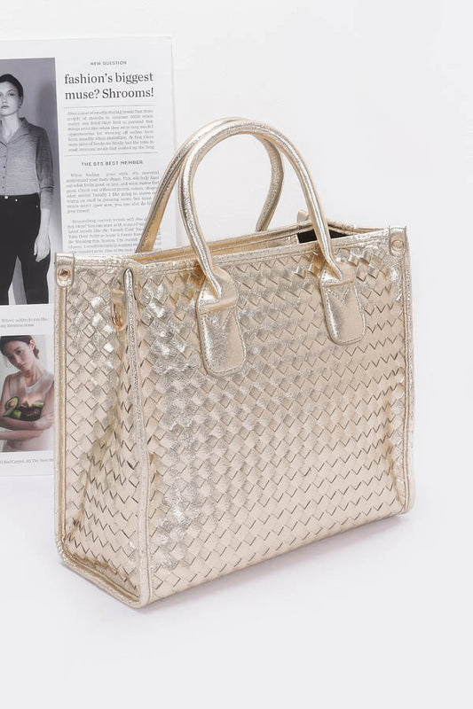 Metallic Braided Tote Bag - Vestidora's