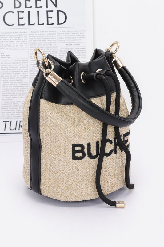 Faux Straw Bucket Bag - Vestidora's