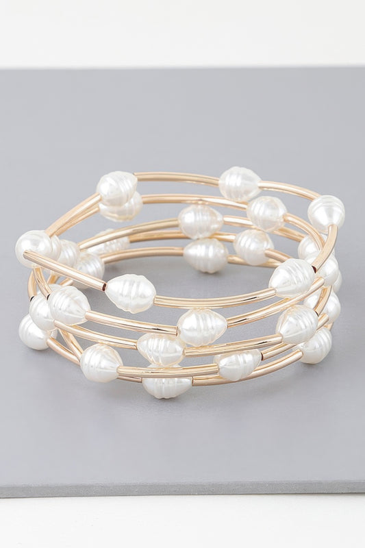 Multi Pearl Shell Tube Bracelet - Vestidora's