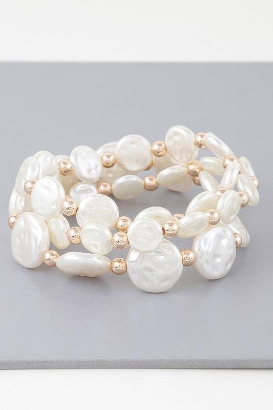 Triple Pearl Stone Beaded Bracelet - Vestidora's
