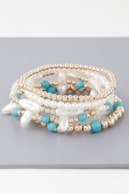 Multi Stone N Pearl Beaded Bracelet - Vestidora's