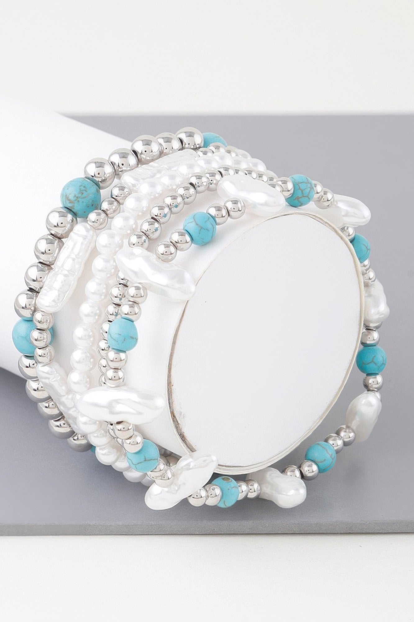 Multi Stone N Pearl Beaded Bracelet - Vestidora's