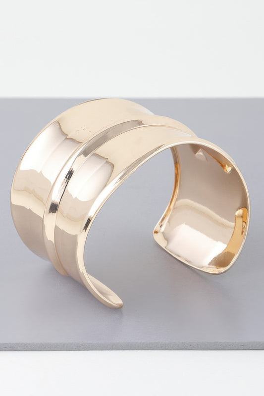 Wide Shiny Rib Open Cuff Bracelet - Vestidora's