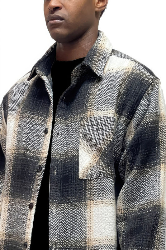 Mens Flannel Shirt Jacket Shacket - Vestidora's