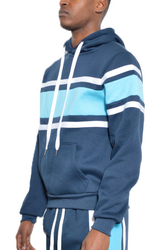 Solid With Three Stripe Pullover Hoodie - Vestidora's