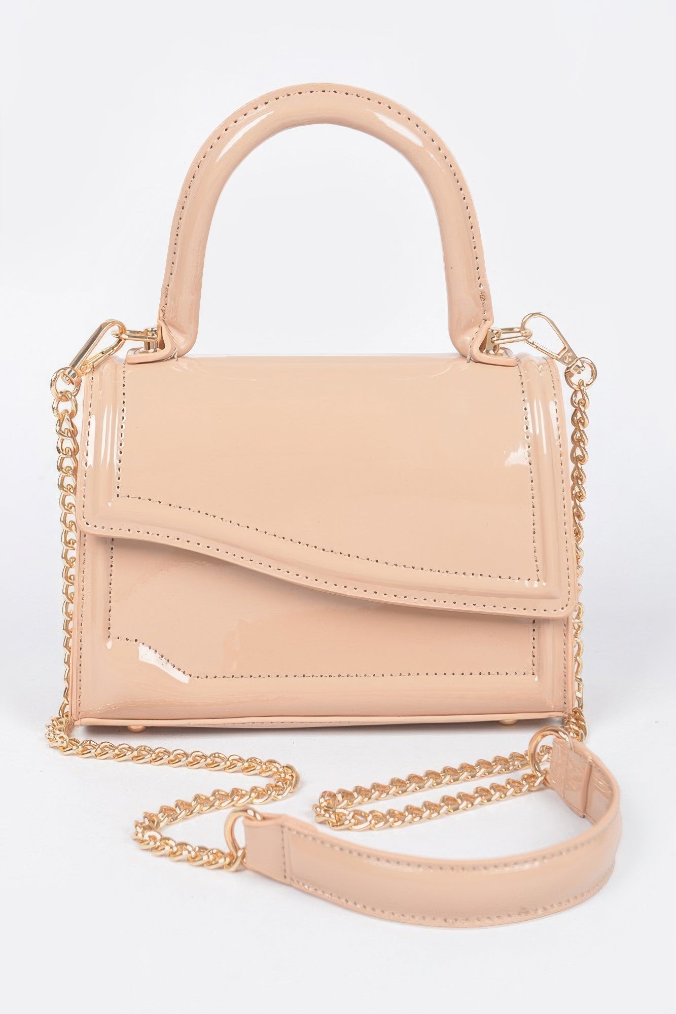 Enamel Faux Leather Top Handle Bag - Vestidora's