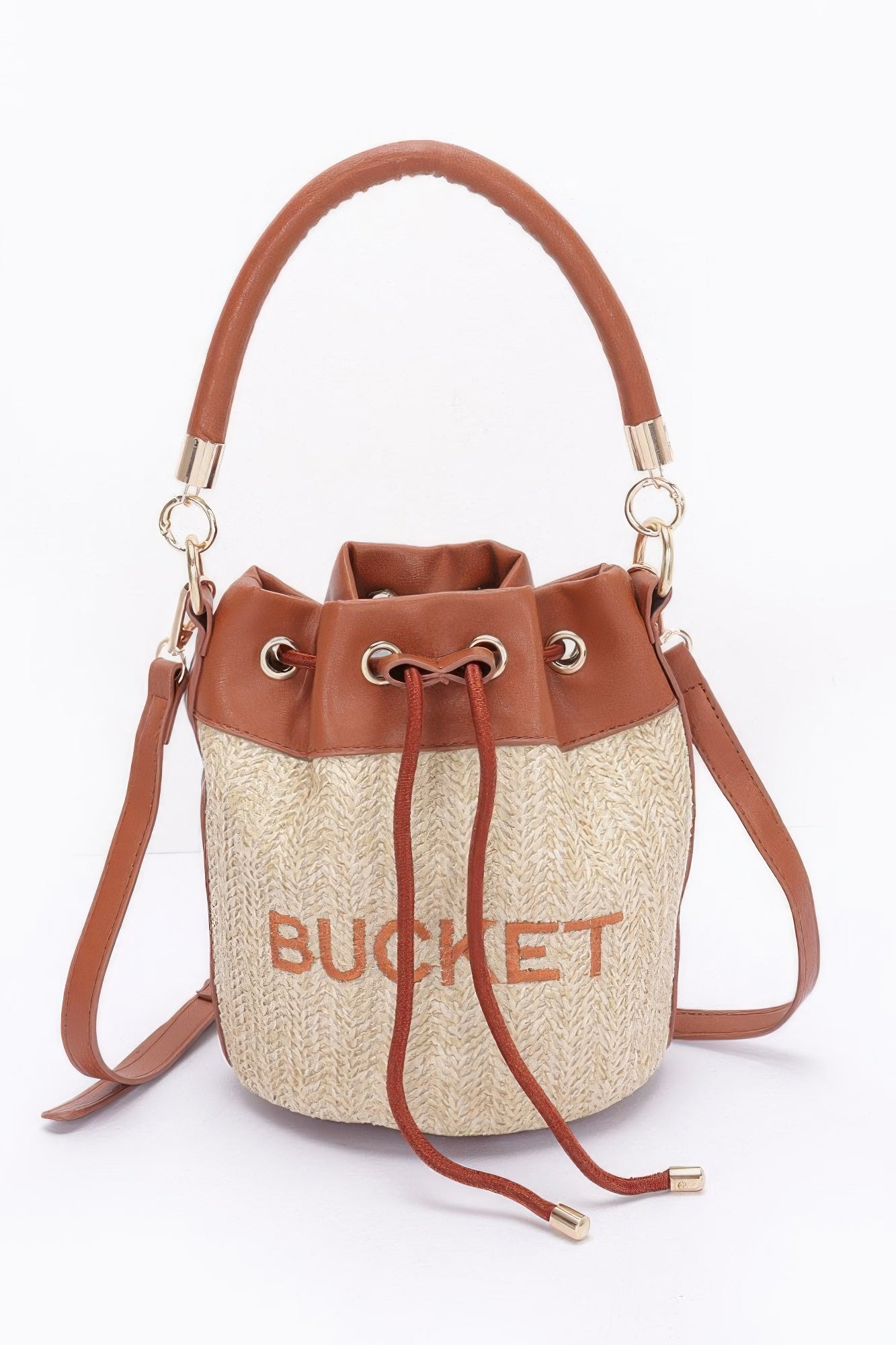 Faux Straw Bucket Bag - Vestidora's